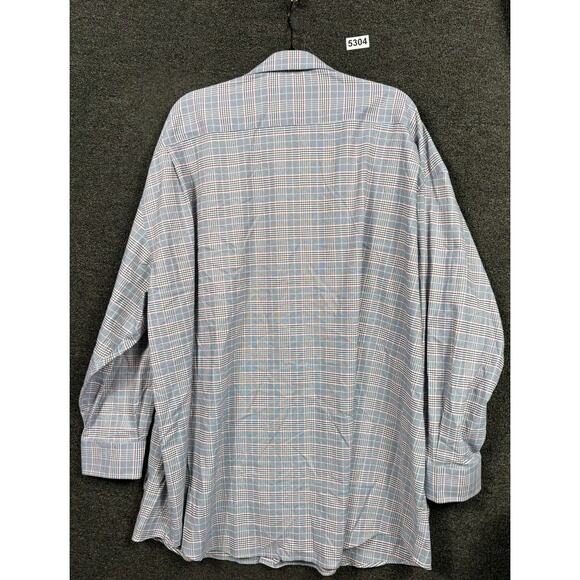 Collection by Michael Strahan Dress Shirt Mens 20 34/35 Blue Plaid Stretch - Picture 2 of 8